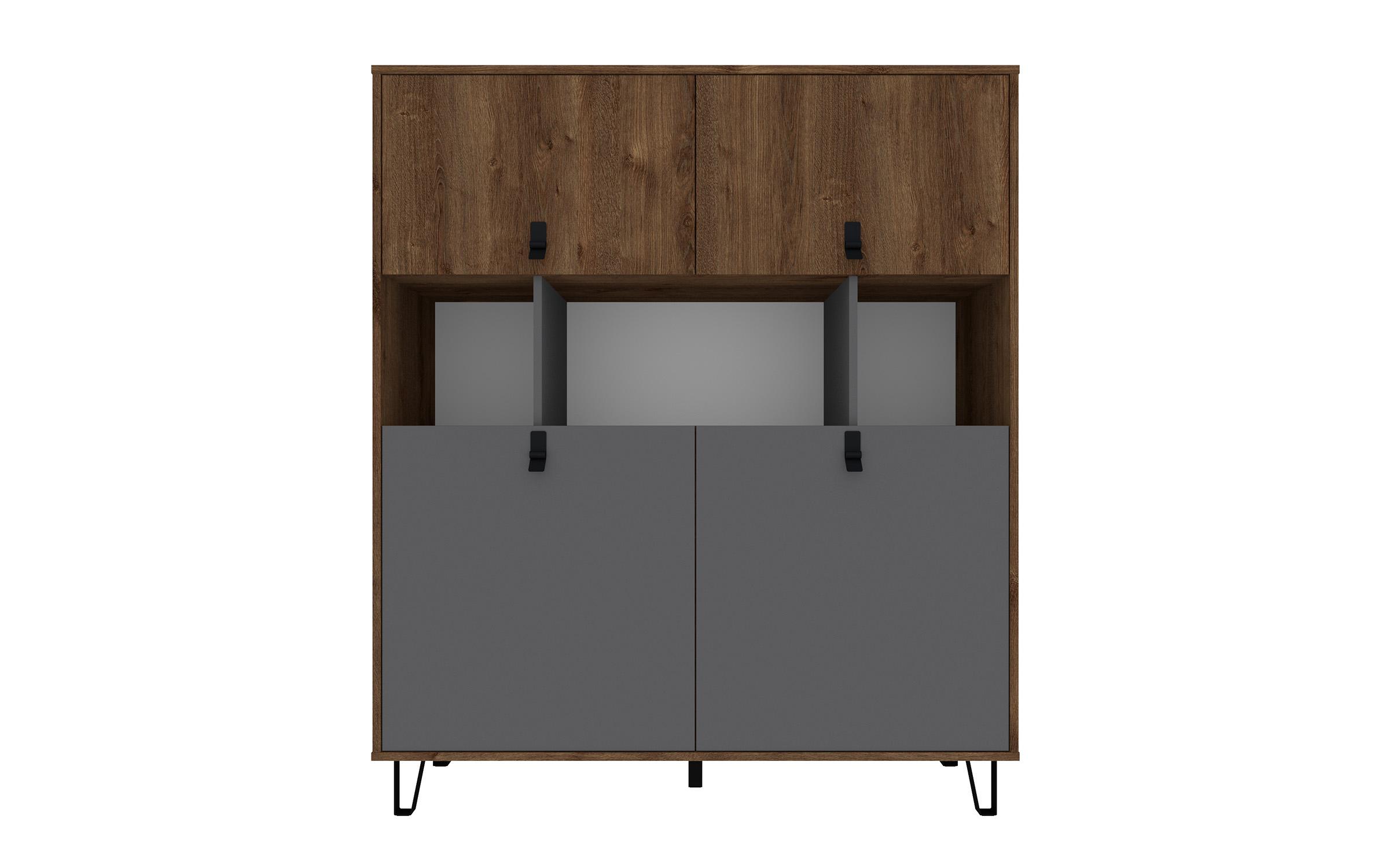 Comoda Rivera, stejar bronz + grafit gri  2